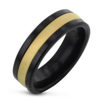 Black Zirconium/14K Yellow Gold 7mm wide Inlayed Wedding Band