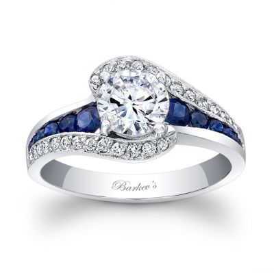 Blue Sapphire and Diamond Engagement RIng