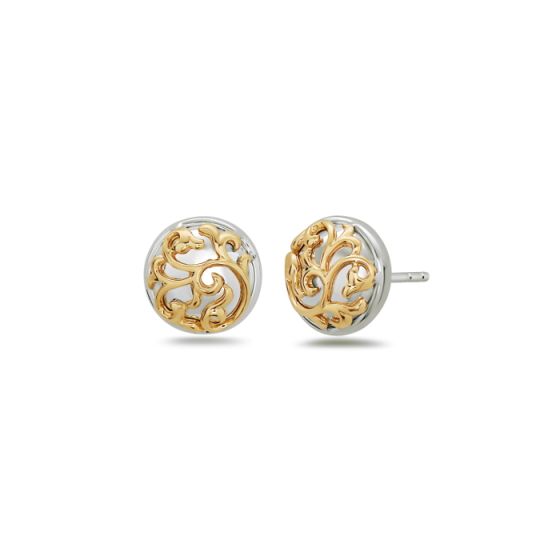 Sterling silver and 18 karat yellow gold Ivy Lace stud earrings