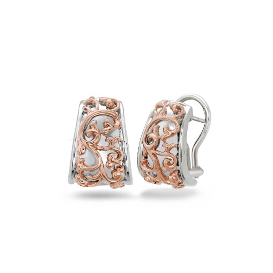 Ivy Lace earrings in sterling silver and rose gold