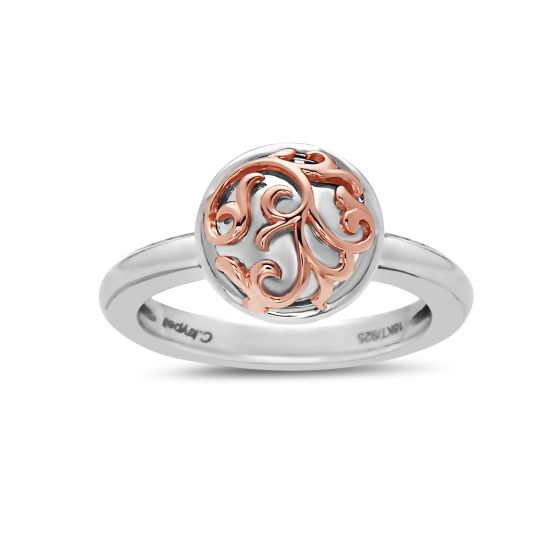 Sterling silver and 18 karat rose gold petite Ivy Lace ring. 