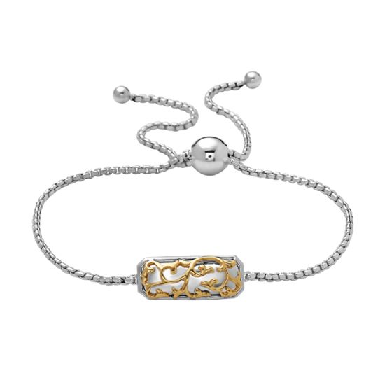 Sterling silver and 18 karat yellow gold Ivy Lace bar bracelet