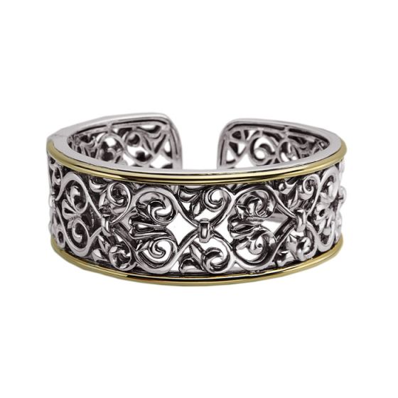 Sterling Silver and 18 Karat Yellow Gold Ivy Cuff Bracelet