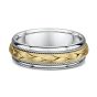 Men's yellow braided gold ring with white gold accents