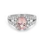 18K White Gold Oval Morganite and Round Diamond Fashion Ring
