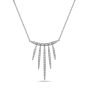 18K White Gold Round Diamond Curved Spike Line Necklace