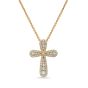 18K Yellow Gold 20mm Round Diamond Cross Pendant