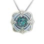 Blue Topaz "Davinchi Cut" Pendant with 4 Round Diamonds