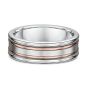 Men's contemporary rose gold accented wedding band
