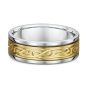 Men's two tone carved wedding band