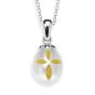 Fresh Water "Bible Pearl" Pendant, with a Yellow Created Diamond Crystal Cross
