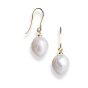 "Lotus" Carved Fresh Water Pearl Drop Earrings