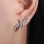 14K White Gold Round Diamond Climbing Fashion Earrings