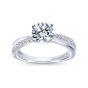 14K White Gold Round Twisted Diamond Engagement Ring