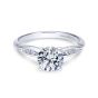 14K White Gold Sculpted Channel Set Round Diamond Engagement Ring