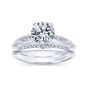 14K White Gold Sculpted Channel Set Round Diamond Engagement Ring