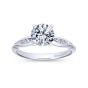 14K White Gold Sculpted Channel Set Round Diamond Engagement Ring