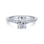 14K White Gold Shared Prong Graduated Round Diamond Oval Engagement Ring