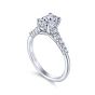 14K White Gold Shared Prong Graduated Round Diamond Oval Engagement Ring