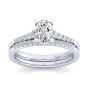 14K White Gold Shared Prong Graduated Round Diamond Oval Engagement Ring