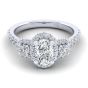 14K White Gold Oval Diamond Halo Engagement Ring