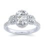 14K White Gold Oval Diamond Halo Engagement Ring
