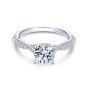 14K White Gold Twisted Round Diamond Engagement Ring