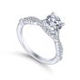 14K White Gold Twisted Round Diamond Engagement Ring