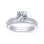 14K White Gold Twisted Round Diamond Engagement Ring