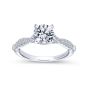 14K White Gold Twisted Round Diamond Engagement Ring