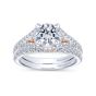 14K White/Rose Gold Gold Round Diamond Split Shank Filigree Engagement Ring