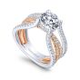 14K White/Rose Gold Split Shank Round Diamond Engagement Ring