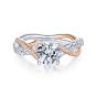 14K White/Rose Gold Twisted Round Diamond Engagement Ring