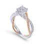 14K White/Rose Gold Twisted Round Diamond Engagement Ring