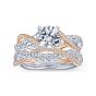 14K White/Rose Gold Twisted Round Diamond Engagement Ring