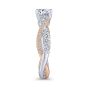 14K White/Rose Gold Twisted Round Diamond Engagement Ring