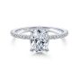 14K White Gold Oval Halo Diamond Engagement Ring
