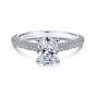 14K White Gold Pave Round Diamond Oval Engagement Ring