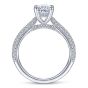 14K White Gold Pave Round Diamond Oval Engagement Ring