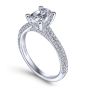 14K White Gold Pave Round Diamond Oval Engagement Ring