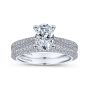 14K White Gold Pave Round Diamond Oval Engagement Ring