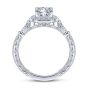 14K White Gold Round Halo Diamond Art Deco Engagement Ring