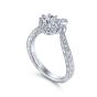 14K White Gold Round Curved Diamond Engagement Ring