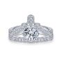14K White Gold Round Curved Diamond Engagement Ring