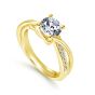 14K Yellow Gold Round Bypass Diamond Engagement Ring