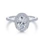 14K White Gold Oval Halo Round Diamond Engagement Ring