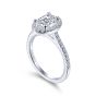 14K White Gold Oval Halo Round Diamond Engagement Ring