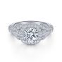 14K White Gold Cushion Halo Round Diamond Engagement Ring