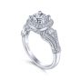 14K White Gold Cushion Halo Round Diamond Engagement Ring