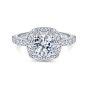 14K White Gold Cushion Halo Round Diamond Engagement Ring